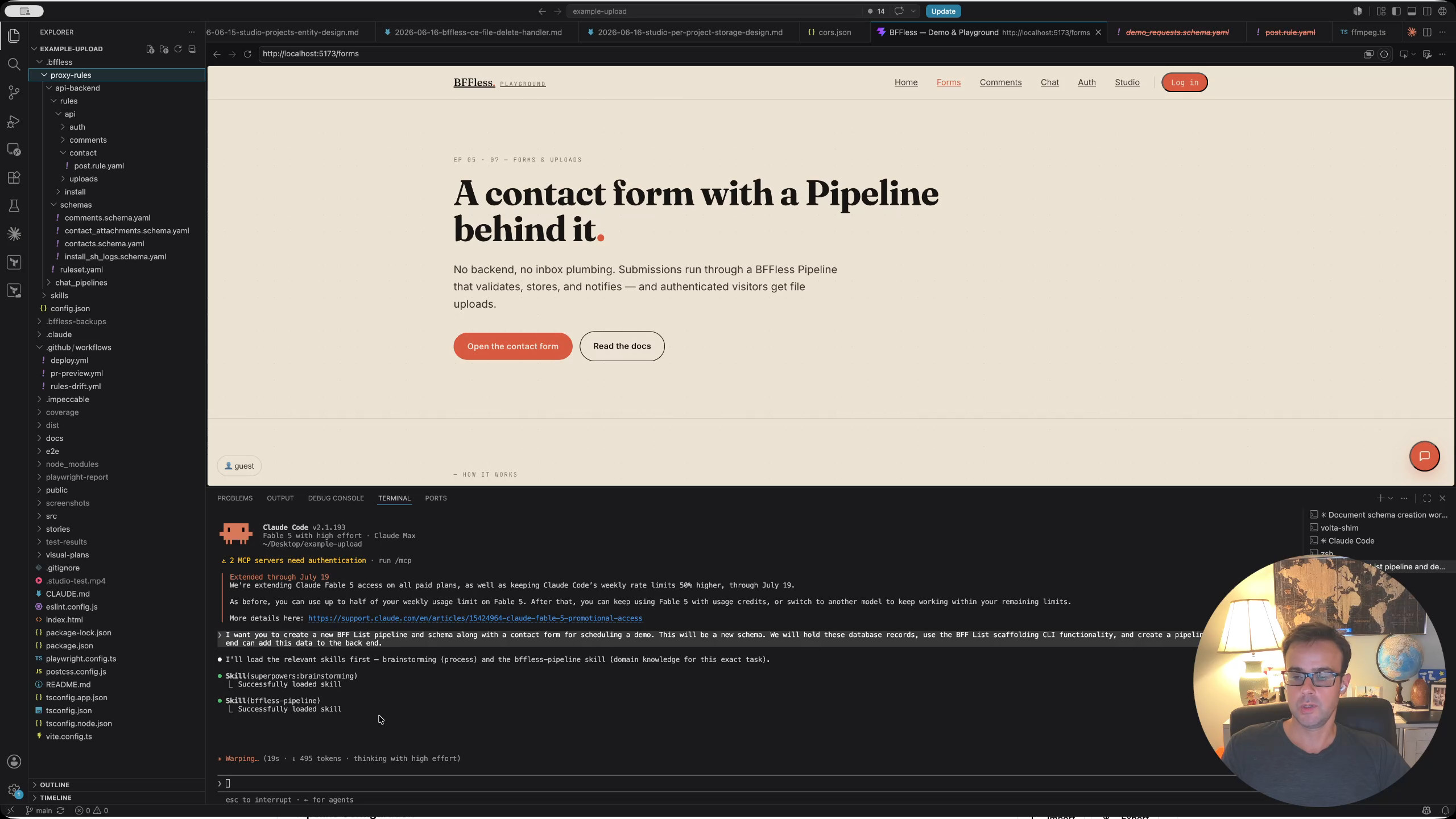 The .bffless folder in the VS Code file explorer showing YAML rule files